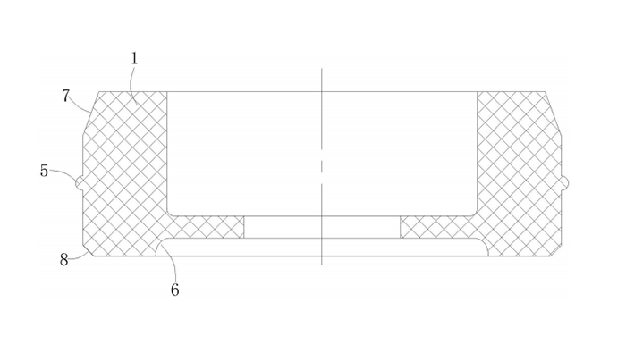 一種耐壓油封件-圖4是本實用新型最初加工時，密封腰部呈平直的薄片狀態下，耐壓油封件的剖視